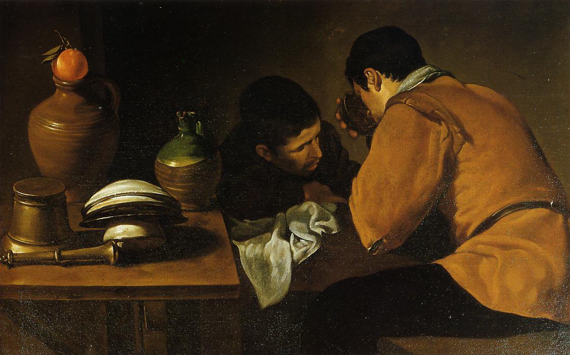 Two Men Sitting at the Table, by Diego Velázquez (Spanish), 1618, @ApsleyHouse #paintingoftheday