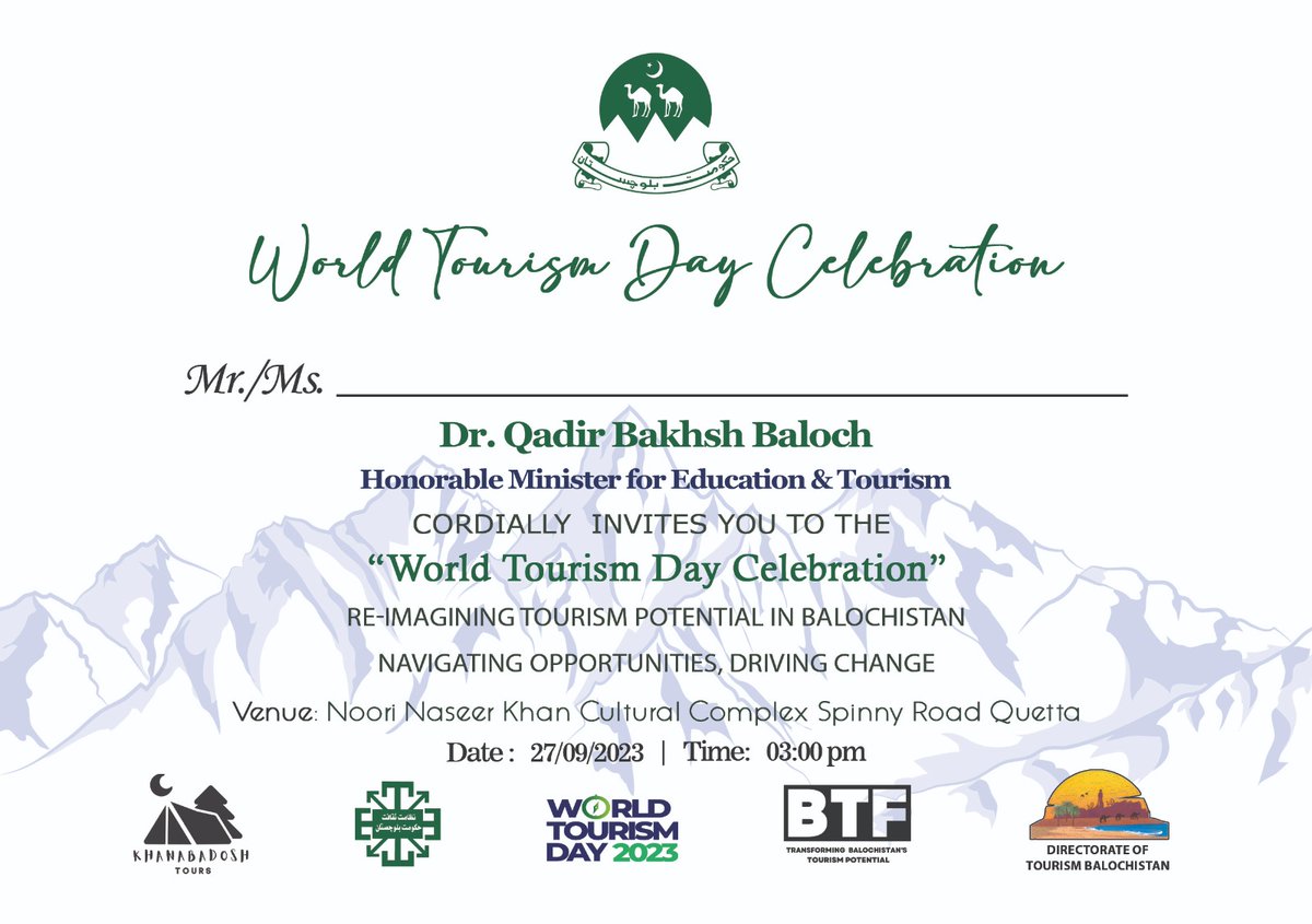 #WorldTourismDay23 #WTD #Tourism #worldday #Balochistan