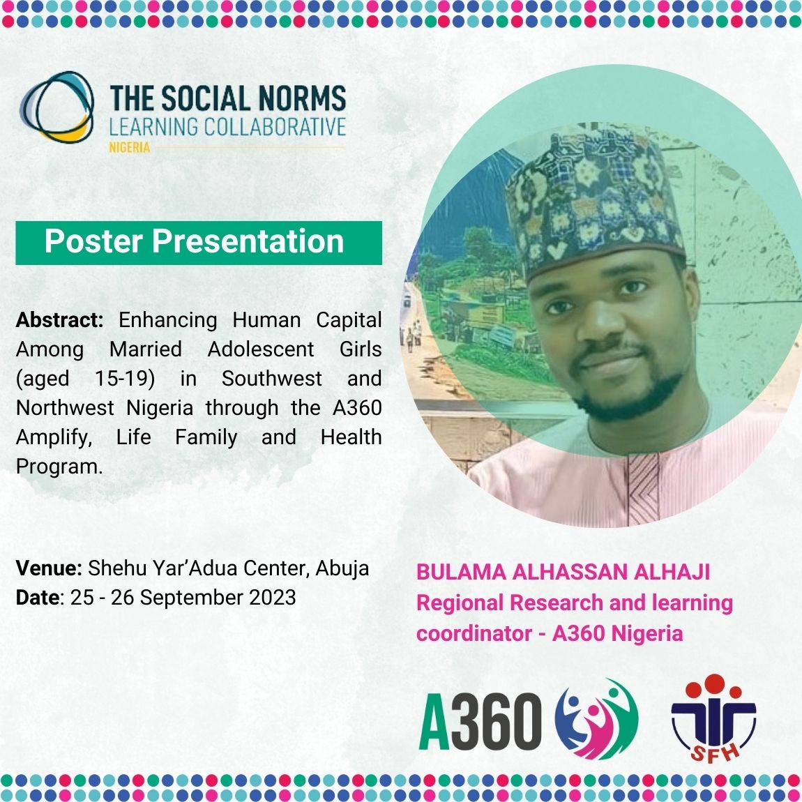 a360nigeria's tweet photo. Join @a360nigeria at #SNLC2023 in Abuja, hosted at the Shehu Musa Yar' Adua Center.
It's happening right now, and you won't want to miss this unique learning opportunity.
See you at the event, where knowledge meets innovation.
@SFHNigeria #A360 #SNLC2023 https://t.co/xyeZ7NVrFO