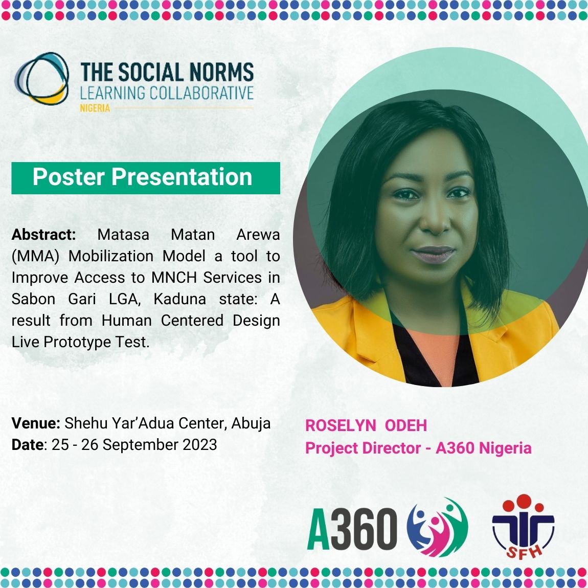 Join <a href="/a360nigeria/">Adolescents360-NG</a> at #SNLC2023 in Abuja, hosted at the Shehu Musa Yar' Adua Center.

It's happening right now, and you won't want to miss this unique learning opportunity.

See you at the event, where knowledge meets innovation.
<a href="/SFHNigeria/">Society for Family Health</a> #A360 #SNLC2023