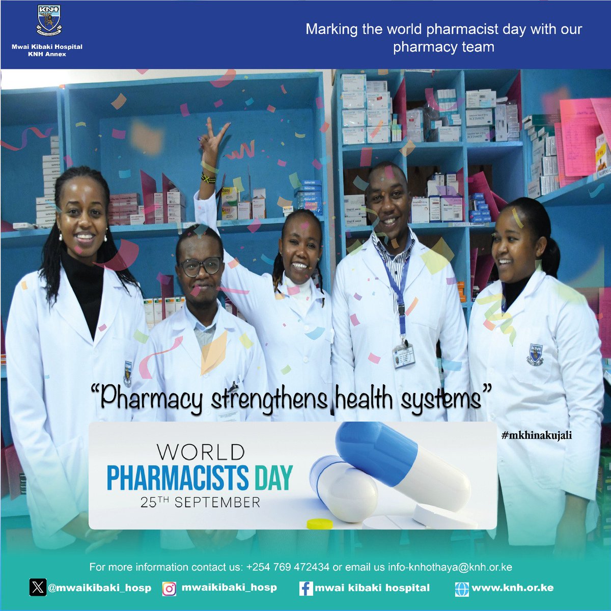 Mwaikibaki_hosp's tweet image. Join us in recognizing the vital role our pharmacists paly in ensuring top-notch healthcare @Mwaikibaki_hosp. Happy World Pharmacists Day!
#WorldPharmacistsDay 
#healthcareheroes 
#StrengthInHealth 
#patientscare
@KNH_hospital
@KNHprimecare