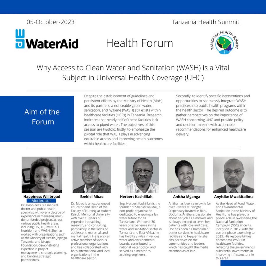Kudu_ze_Kudu's tweet photo. #THS2023 WaterAid Tanzania Forum on WASH and UHC

🗓️ 5th October 2023    📍 Dar es Salaam ⏲️ 10:30 am to 12:00 pm.

This is part of the #10thAnniversaryOfTHS

To attend, please register via: https://t.co/E5kWB5HLjG…

#WASH #UHC #WaterAidTanzania #HealthForAll https://t.co/gROSZDmLFp