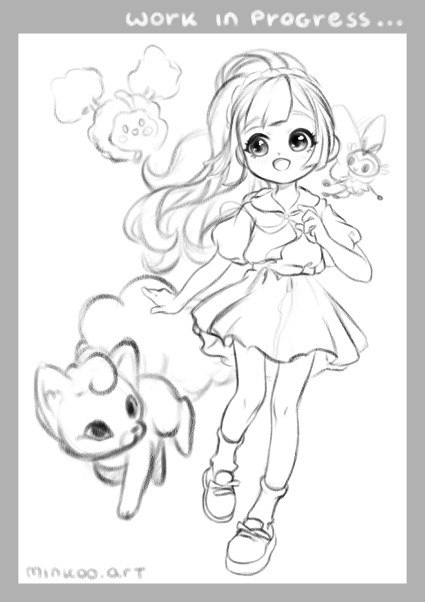 MinkooArt's tweet photo. Little WIP of little Lillie and her besties ❤️

#pokemon #LilliePokemon #pokemonfanart https://t.co/1FM3HZ9QQ2