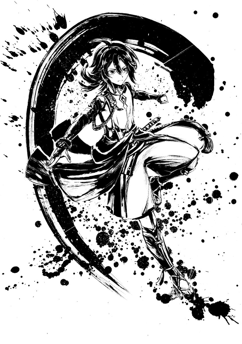 HoYoFair2023にて「疾風迅雷」をテーマに、 墨絵で描かせていただいた