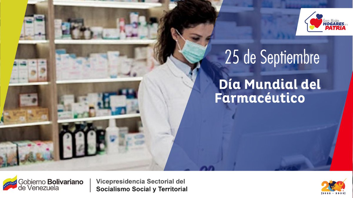 gmhogarespatria's tweet photo. #EFEMÉRIDES📆 Cada #25Sep se celebra el Día Mundial del Farmacéutico, establecido por la Federación Internacional Farmacéutica o FIP, con el objetivo de promover y apoyar el papel fundamental que tienen estos profesionales en la prevención de enfermedades

#ElBetaEsLaPazConMaduro https://t.co/FjaNe7YqtA