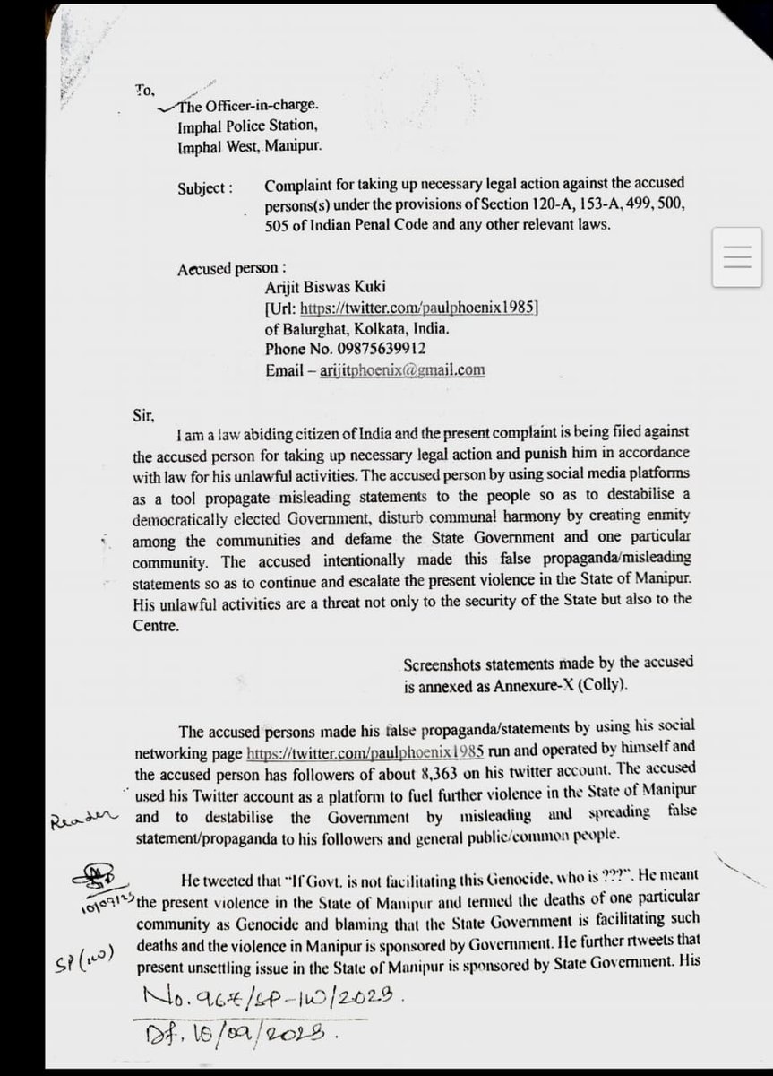 paulphoenix1985's tweet photo. In a bizarre case , Indian constitution is being threatened. Today my fir was published socially on X, which is an infringement to my personal right in this country. Answer now
@manipur_police @WBPolice https://t.co/4hJVxZw8PG
