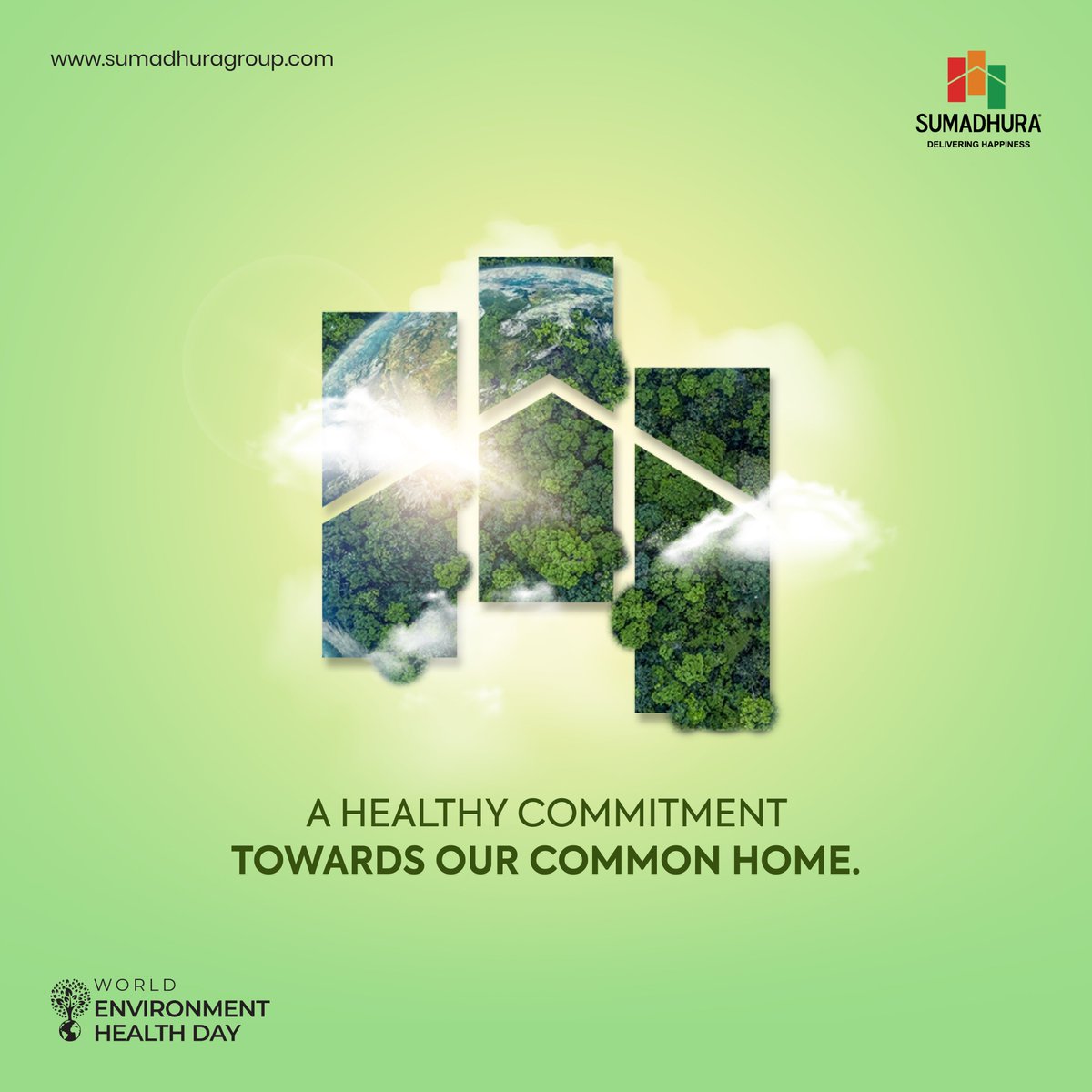 teamsumadhura's tweet photo. Environment, just like homes, is the greatest wealth. Sumadhura wishes you a happy World Environment Health Day!
#SumadhuraGreenHomes #EcoLuxuryLiving #SustainableLiving #WellnessWithinWalls #WorldHealthEnvironmentDay https://t.co/4NTTu6fpXW
