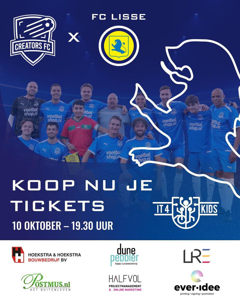 FC Lisse (@fclisse) on Twitter photo Wauw! In 5 dagen 400 tickets verkocht ๐๐ป โฆen doorrrrrrr, samen voor <a href="/IT4Kids/">Stichting IT4Kids</a> ๐๐
Heb jij ook al een ticket?
creatorsfc.club/product/10-10-โฆ <a href="/CreatorsFc/">CreatorsFC</a> ๐ฅ Wauw! In 5 dagen 400 tickets verkocht ๐๐ป โฆen doorrrrrrr, samen voor <a href="/IT4Kids/">Stichting IT4Kids</a> ๐๐
Heb jij ook al een ticket?
creatorsfc.club/product/10-10-โฆ <a href="/CreatorsFc/">CreatorsFC</a> ๐ฅ