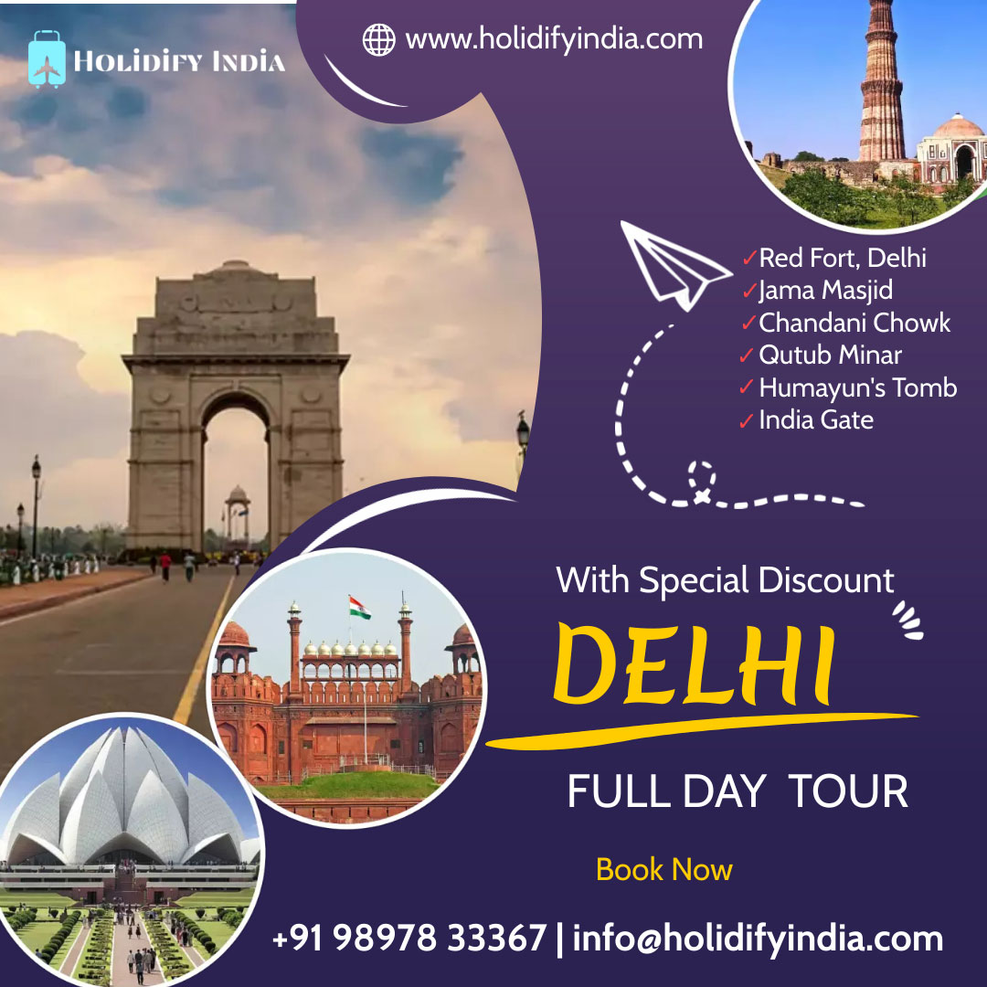 HolidifyIndia's tweet photo. Experience the heart of India in a day! Explore Delhi's rich history and vibrant culture with our Full Day Tour. Book Now!: +91 98978 33367 #DelhiTour #IndiaExploration #CulturalHeritage #DayTrip #TravelDelights #ExploreIndia #HistoricalSites #Wanderlust #IncredibleDelhi https://t.co/0aTxPdLi1f