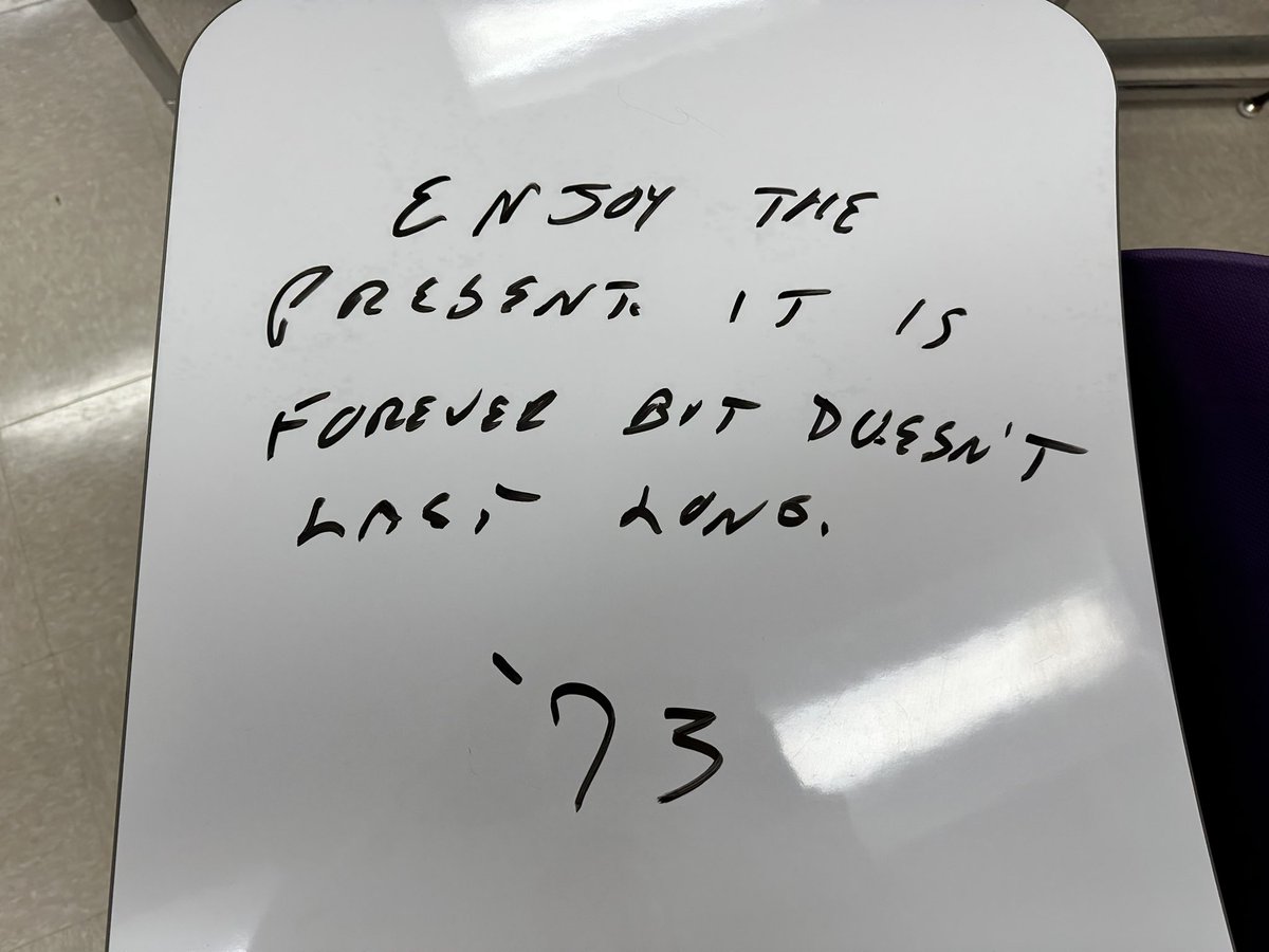 CoachMuyco's tweet photo. Grateful for the @AfftonHS Class of 1973 for sneaking in my classroom and leaving inspiring messages to my students @AfftonSchools https://t.co/GysHFreDuF
