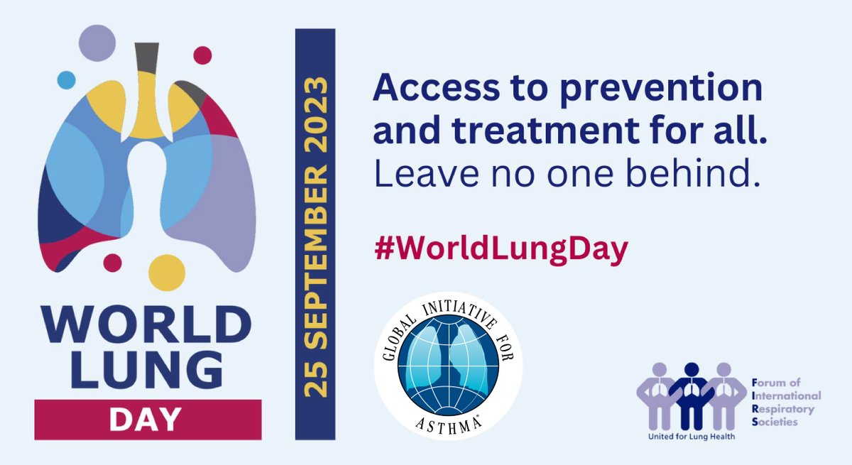 World Lung Day 2023 Let's raise awareness of the importance of lung health and ensure that everyone has access to the care they need. More information: bit.ly/454k2ho #LeaveNoOneBehind #GINA #WorldLungDay