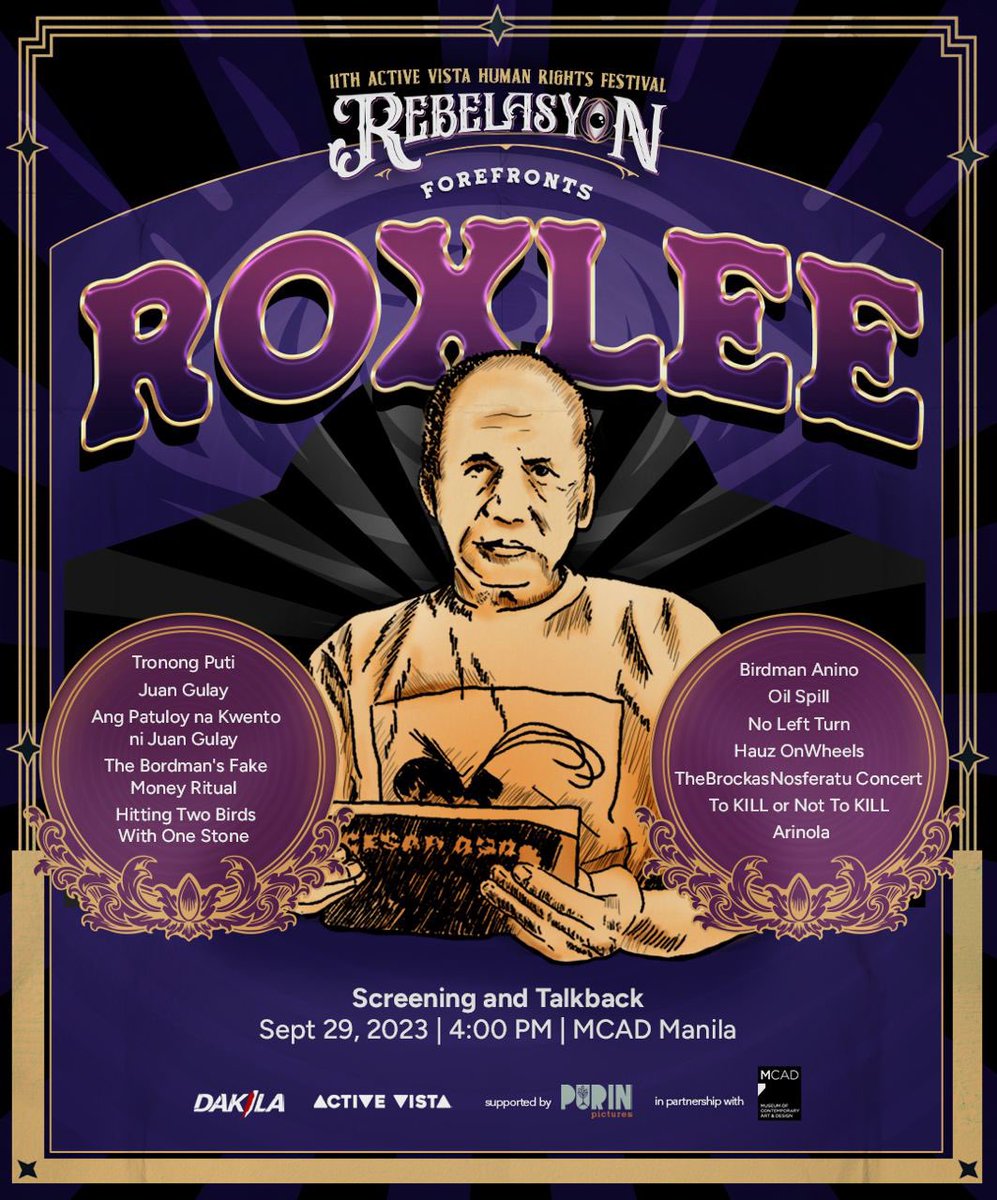 This year's #AVFest gives tribute to filmmaker and visual artist Roxlee!

📽️ Catch our free screening of a collection of his films on Sept 29, 4 PM at MCAD Benilde! (<a href="/MCADManila/">MCAD Manila</a>)

Secure your slot now: bit.ly/AVForefrontRox…

#AV11 #AVFest2023 #AVRebelasyon