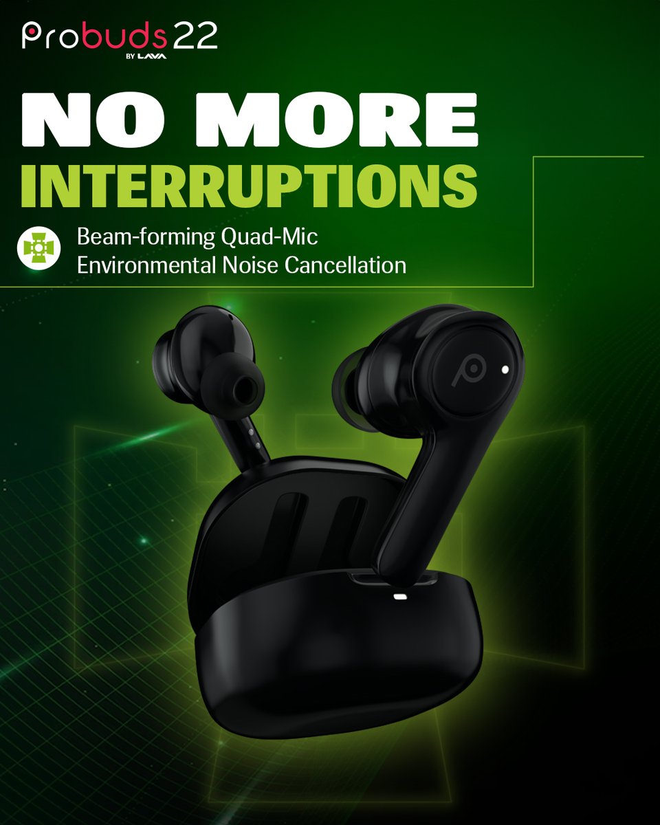 LavaMobile's tweet photo. #Probuds22 comes with:
๐Beam-forming Quad-mic ENC
๐Up to 50 Hrs. Playtime
๐Type-C Fast Charging: 2 Hrs in 10 Minutes
๐SNAP Connect Technology
Price: โน1,399
Shop Now: https://t.co/USlFtV8FDV
Available on Lava E-store and your nearest retail outlets.
#NoMoreHelloHello https://t.co/2CgqI4LWHV