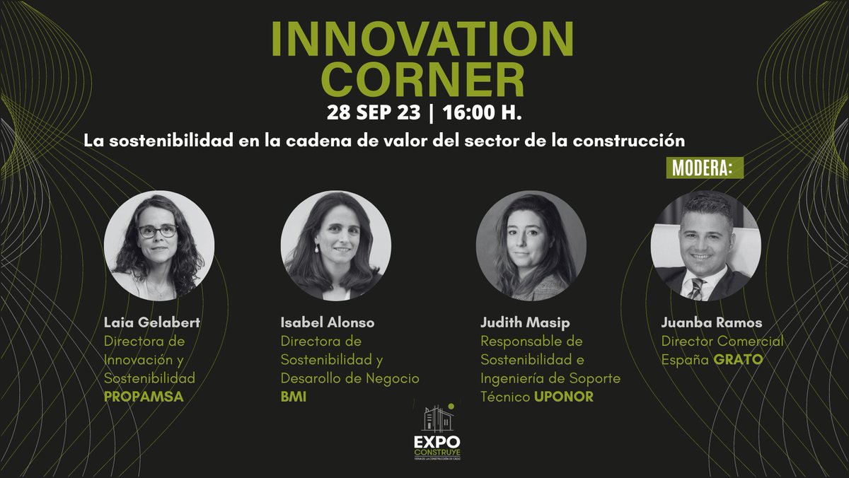 BMI España (@bmi_espana) on Twitter photo 📣No te pierdas la 3ra edición de <a href="/expo_construye/">EXPOCONSTRUYE</a>
<a href="/IsabelAlonsoA/">Isabel Alonso de Armas</a> se unirá a la mesa redonda sobre "Sostenibilidad en la cadena de valor de la construcción"
📅28 de septiembre
⏰Hora: 16:00
📍IFECA, Cádiz
¡Obtén tu acreditación de visitante aquí! 👇 🔗hubs.ly/Q023dvN30 📣No te pierdas la 3ra edición de <a href="/expo_construye/">EXPOCONSTRUYE</a>
<a href="/IsabelAlonsoA/">Isabel Alonso de Armas</a> se unirá a la mesa redonda sobre "Sostenibilidad en la cadena de valor de la construcción"
📅28 de septiembre
⏰Hora: 16:00
📍IFECA, Cádiz
¡Obtén tu acreditación de visitante aquí! 👇 🔗hubs.ly/Q023dvN30