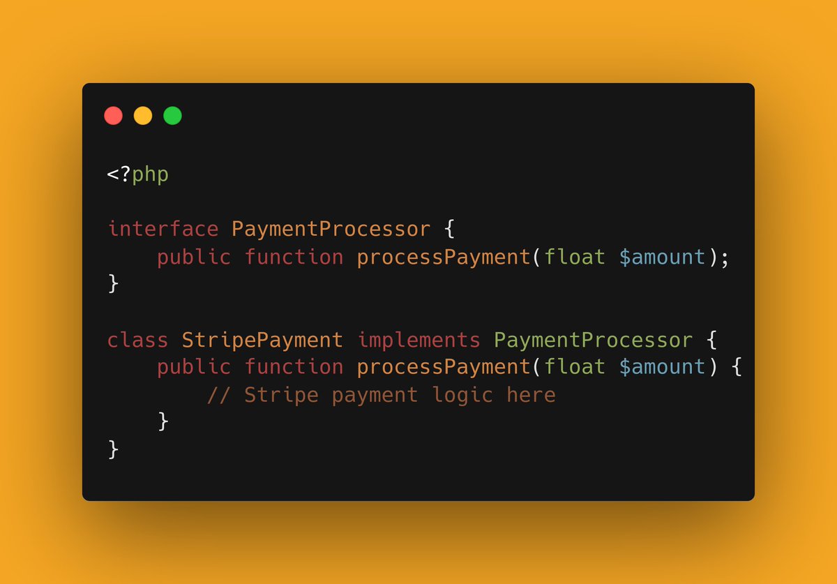 webulent's tweet photo. Interfaces in #PHP aren't just about adhering to contracts; they offer flexibility, consistency, and can be implemented in various ways. Check out these four examples to see the versatility of interfaces in action!
#Coding https://t.co/vo80esoZWf