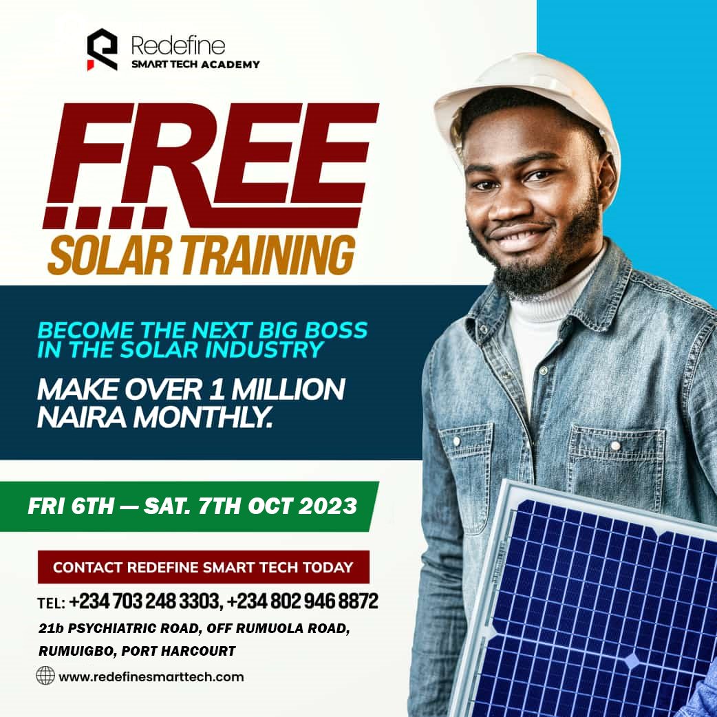 Redefinesm32636's tweet photo. @Your_sweetgurl Let us install a solar and inverter system for you. Constant light means even better picture output quality.
Contact us now for your solar system.

We are currently having a free inverter installation training . You can learn to install for yourself only. https://t.co/Eaeb991oQj