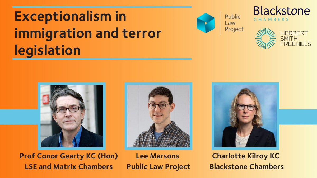 Why are powers used in anti-terrorism & immigration law in ways that would be intolerable elsewhere? Attend our conference on Oct 12 to hear from Prof @conorgearty KC (LSE & Matrix Chambers) Charlotte Kilroy KC (Blackstone Chambers) & PLP's @LeeGTMarsons bit.ly/43WtB1u
