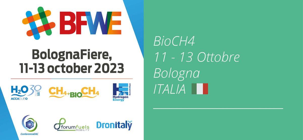 Prodeval_biogas's tweet photo. [ 🅴🆅🅴🅽🆃 → 𝗕𝗶𝗼𝗖𝗛𝟰  ]

📣 Potrete incontrare Alberto FANCHINI &amp; Simone VOLTA alla fiera 𝗕𝗶𝗼𝗖𝗛𝟰 organizzata da BolognaFiere Water&amp;Energy #BFWE. 

📍   𝗕𝗼𝗹𝗼𝗴𝗻𝗮𝗙𝗶𝗲𝗿𝗲 
♻️  𝗖𝗛𝟰
📅  𝟭𝟭-𝟭𝟯 𝗢𝘁𝘁𝗼𝗯𝗿𝗲 𝟮𝟬𝟮𝟯  

#biogas #biometano #gasverde https://t.co/KR21f1M36a