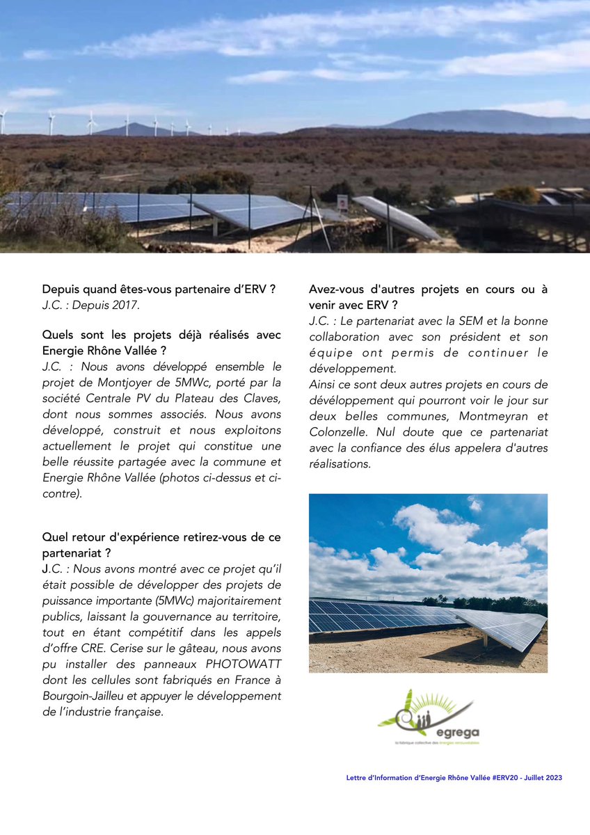Paroles aux partenaires de notre #SEM avec qui nous portons de beaux #projets <a href="/chaumont_j/">Julien Chaumont</a> #Egrega #territoire #Drôme <a href="/HCoulmont/">HERVE COULMONT</a> #photovoltaïque 🌞