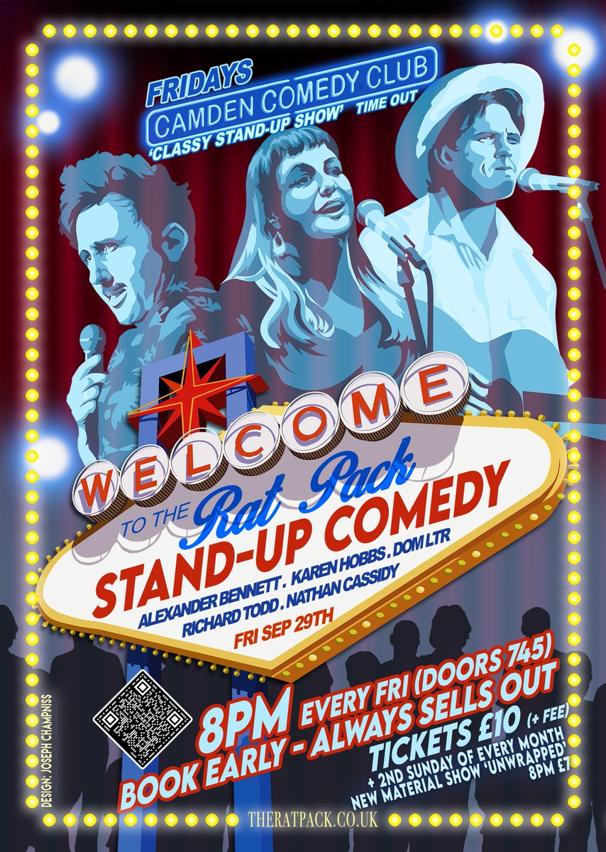 The Rat Pack Stand-up Comedy (@_theratpack) on Twitter photo FRIDAY! <a href="/CamdenComedy/">Camden Comedy Club</a> <a href="/CamdenHead/">Camden Head</a>
Grab tickets quick always sells out!
630pm <a href="/nathancassidy/">Nathan Cassidy</a> FIFTY £6
8pm (doors 745) The Rat Pack inc @richardtoddtodd <a href="/AlexyBennett/">Alexander Bennett - Full special now on YouTube!</a> <a href="/karen_hobbs/">Karen Hobbs</a> <a href="/domltr/">Dom</a>
£10 + fee dice.fm/event/qwda9-th…
#TheRatPackComedy FRIDAY! <a href="/CamdenComedy/">Camden Comedy Club</a> <a href="/CamdenHead/">Camden Head</a>
Grab tickets quick always sells out!
630pm <a href="/nathancassidy/">Nathan Cassidy</a> FIFTY £6
8pm (doors 745) The Rat Pack inc @richardtoddtodd <a href="/AlexyBennett/">Alexander Bennett - Full special now on YouTube!</a> <a href="/karen_hobbs/">Karen Hobbs</a> <a href="/domltr/">Dom</a>
£10 + fee dice.fm/event/qwda9-th…
#TheRatPackComedy