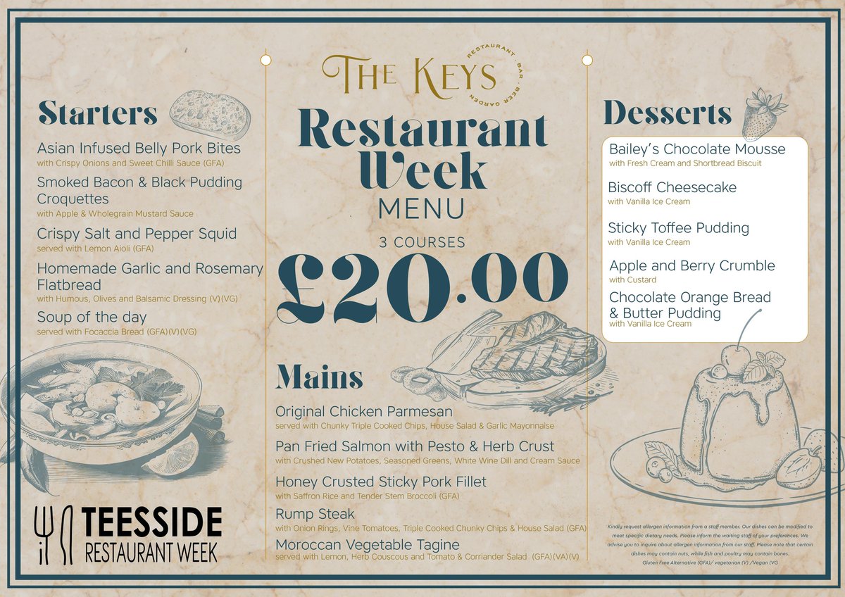 Our club sponsors The Keys are taking part in Restaurant Week. Here's what they have on offer.