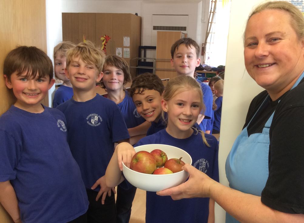 Thank you so much to our families who donated a fruit tree which we planted nearly two years ago... Look what we harvested today, ready for our lovely chefs to cook with tomorrow! #GotheringtonGOALS #FoodforLife