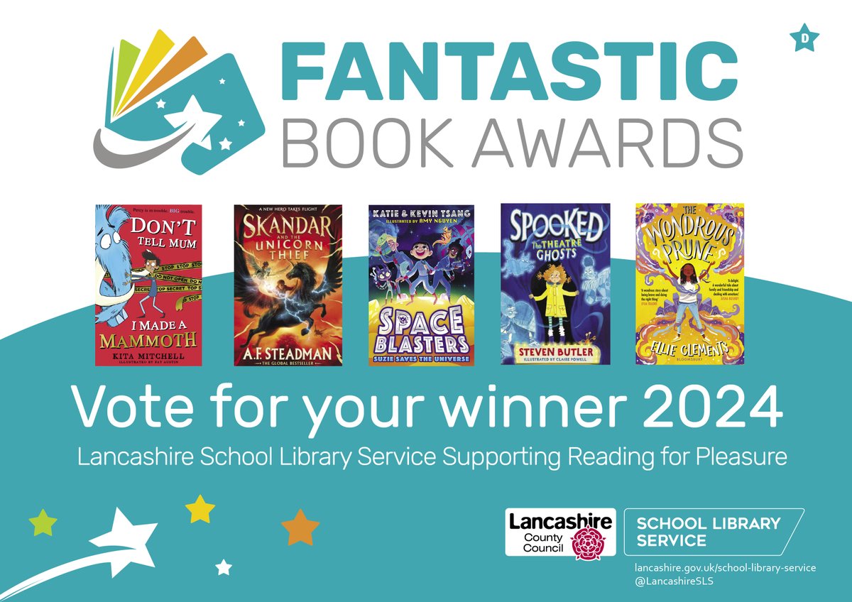 LancashireSLS's tweet image. 📚Here they are! Enjoy your Group D #FantasticBookAwards selection #ReadingForPleasure 🎉