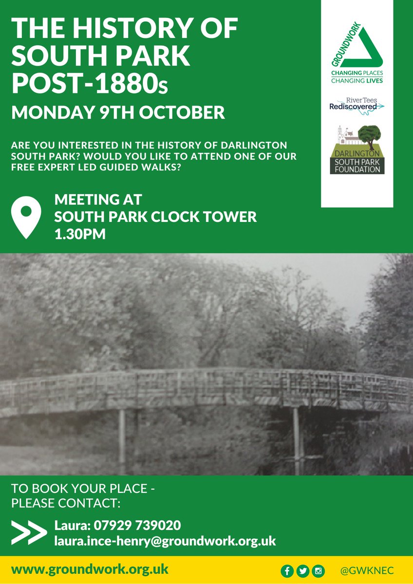 Would you like to join an expert-led member of our team on a historical walk in Darlington South Park? 🚶‍♀️ This is our final walk in our recent series of historical walks in South Park🌳