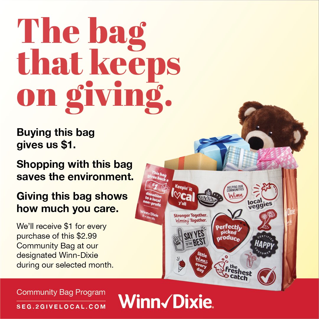 Exciting news! Hospice of the Golden Isles is once again part of Winn-Dixie's Community Bag Program in October. Every $2.99 reusable bag sold at the Winn-Dixie on 341 Venture Drive, Brunswick, GA, contributes $1 to our cause. 
seg.2givelocal.com/resources/guid…