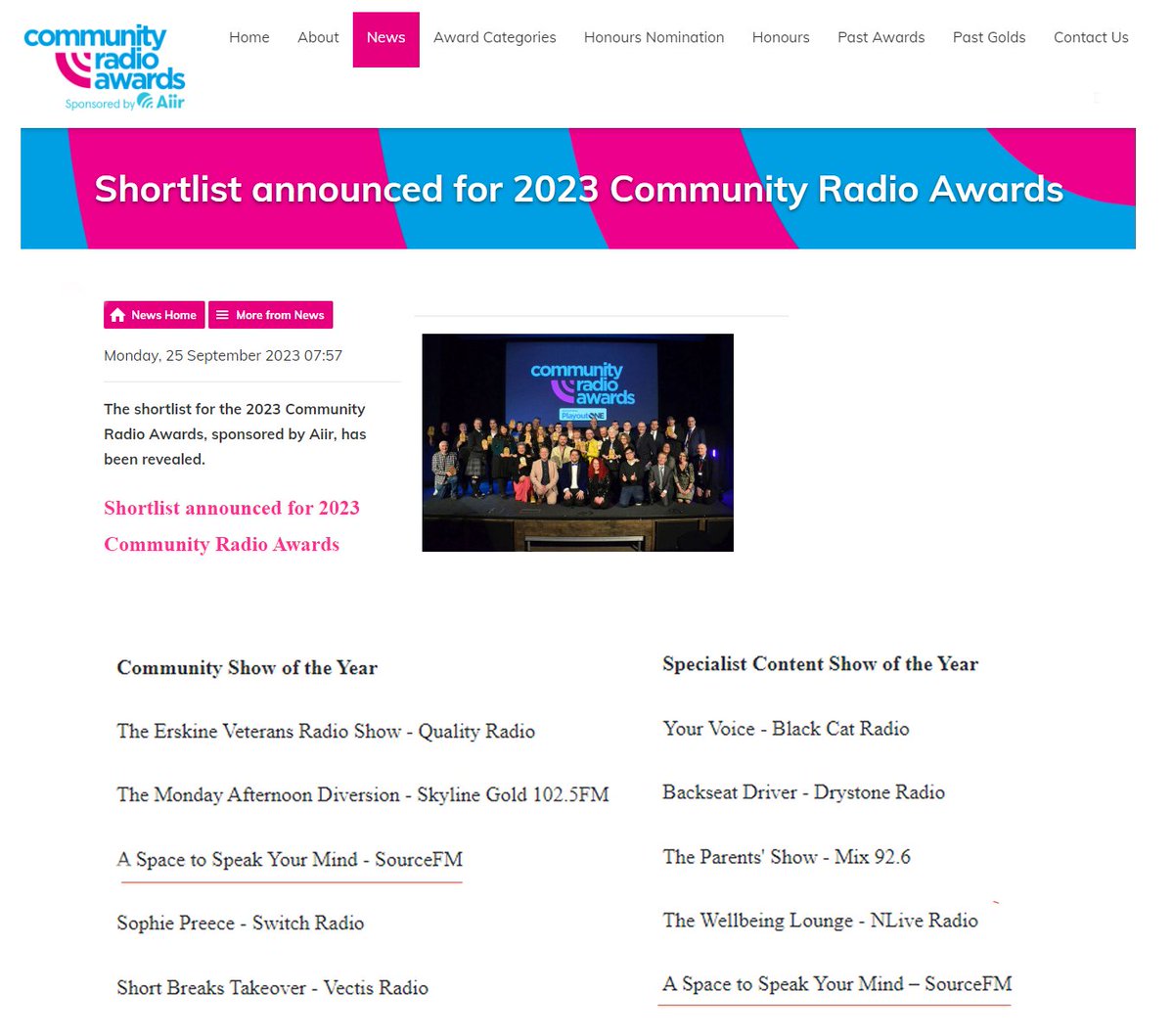 Our radio show on <a href="/thesourcefm/">Source FM Falmouth</a> has been nominated for 2 awards in the Community Radio Awards for ‘Community Show of the Year’ and ‘Specialist Content of the Year’. Fingers crossed for 4th November when we find out the winners! #sourcefm #mind #mentalheath 🫰📻🎧🎙️