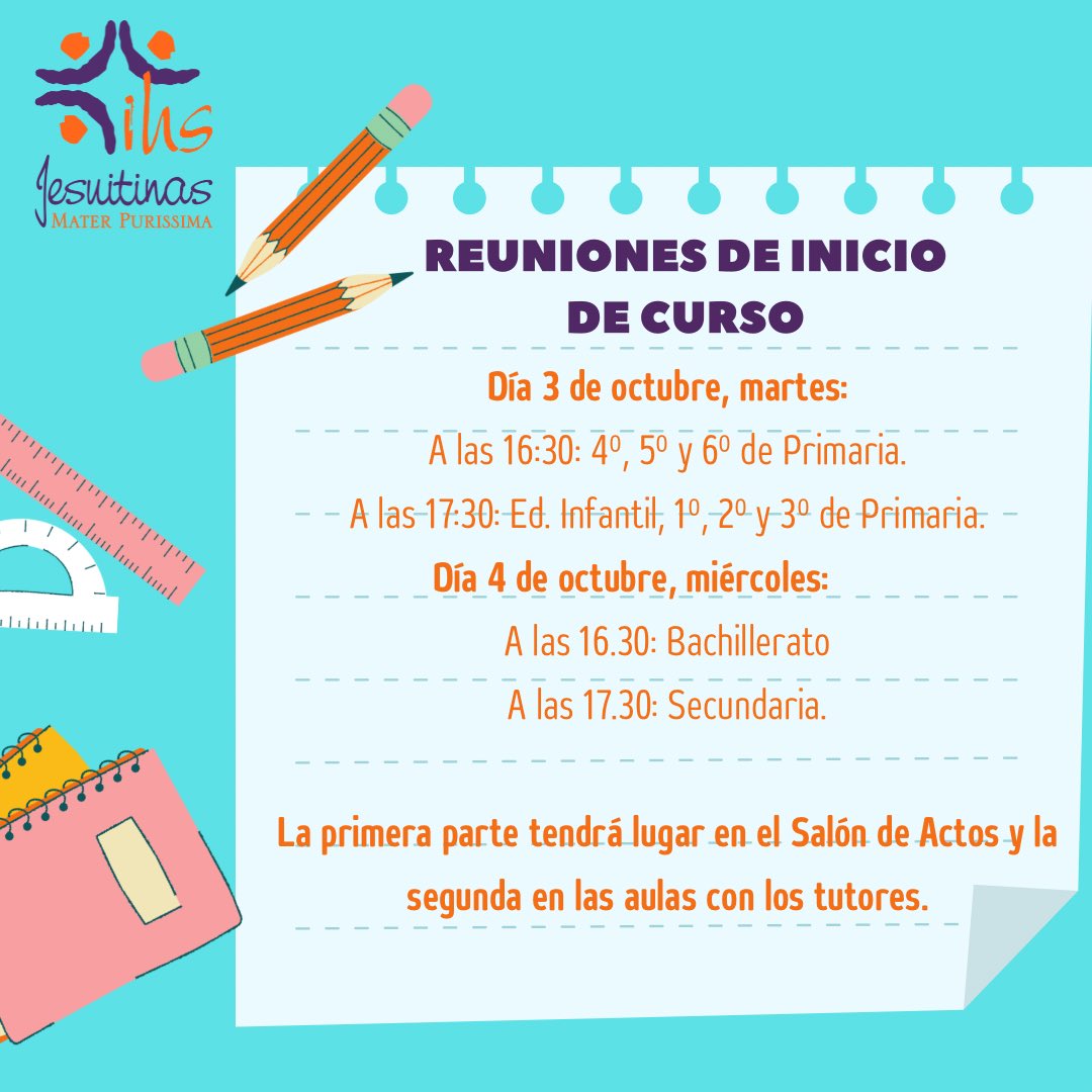 Reuniones de padres de inicio de curso #SolosMater