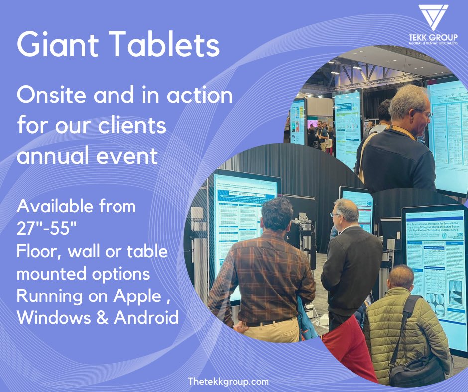 thetekkgroup's tweet image. Our #GiantTabs on-site and in action last week, the perfect device for trade shows to use as interactive maps and information boards. 

Another set up a derig successfully executed along with our techs onsite for the weeks hire. #eventprofs #GiantTablets #BOA #TheTekkGroup