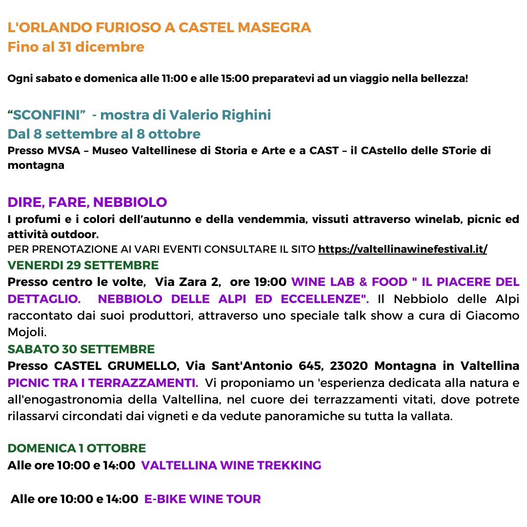 Ecco gli eventi di questa settimana a Sondrio! 😎😎