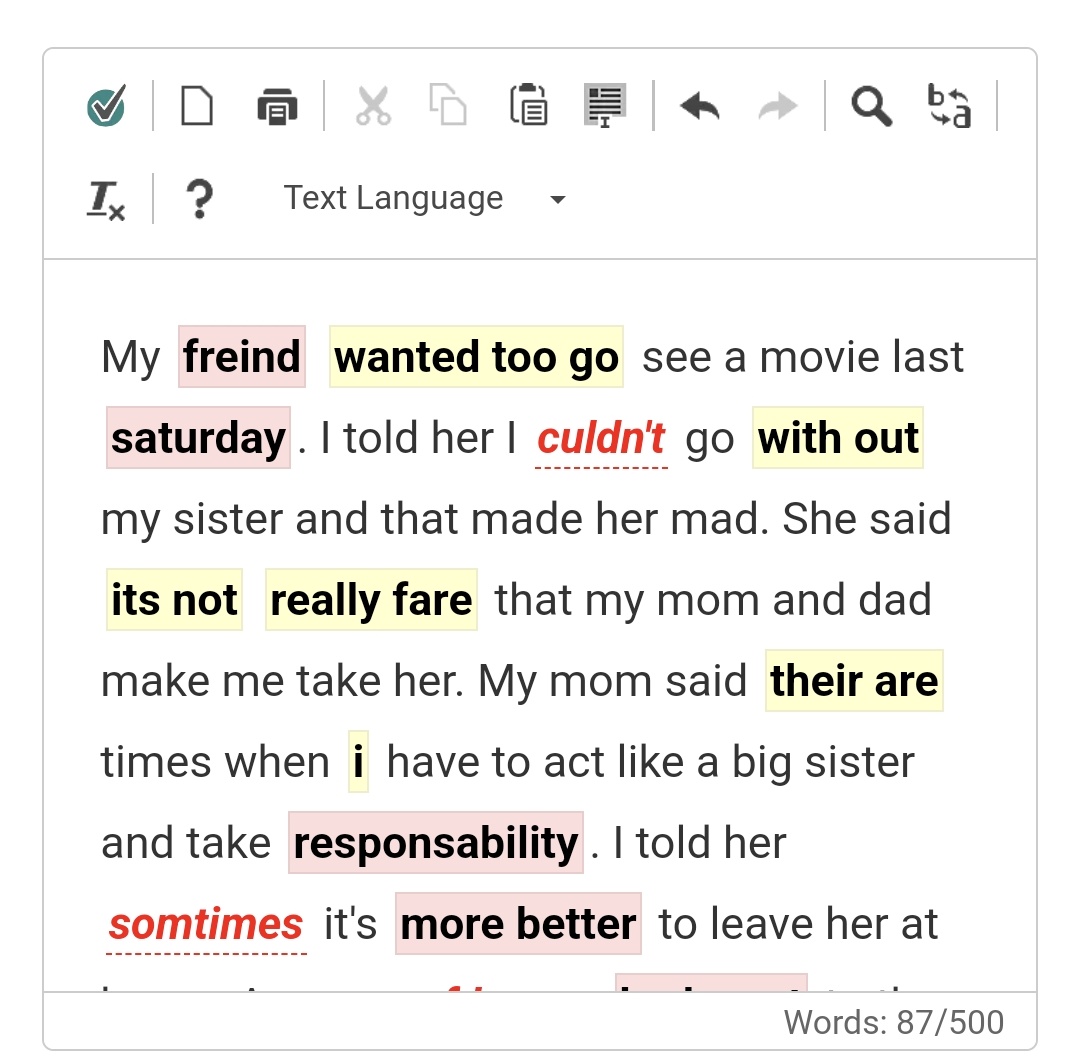 الموقع هذا بعد التحديثات صار أفضل أداة لتصحيح أخطاء الكتابة في اللغة الإنجليزية .. يعتمد على الذكاء الإصطناعي 100% 
spellcheckplus.com
يظلل كل خطأ قمت به ويحددلك نوعه، سواءً خطأ إملائي أو خطأ بالقرامر 

مجاني 🤝
