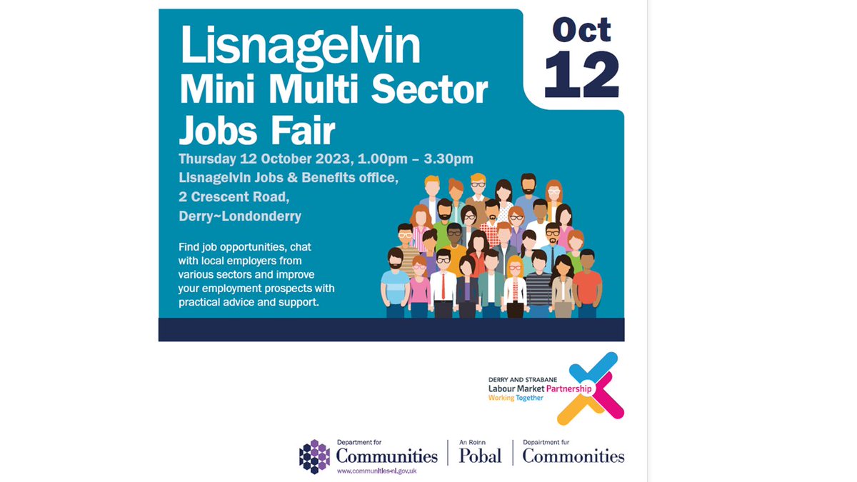 🔍Looking for employment or considering a change in career❓ Speak with employers actively recruiting in the NW at the bellow open event 📌Foyle Jobs & Benefits Office- Wednesday 11th October from 1pm-3:30pm @dcsdcouncil @NwIreland @NWSharingZone @Derry_Chamber