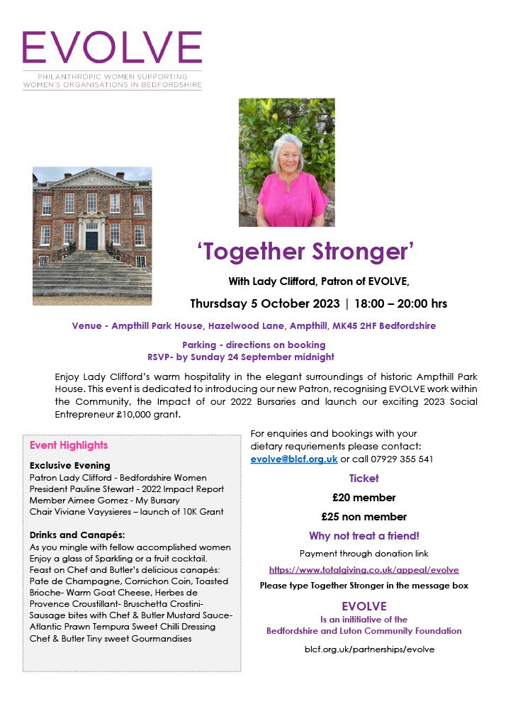 DON'T MISS OUT - Lady Clifford's Exclusive Invite! Book Today - Only A Few Spaces Remaining!

Buy Your Tickets &amp; Reserve your Place - totalgiving.co.uk/appeal/evolve
