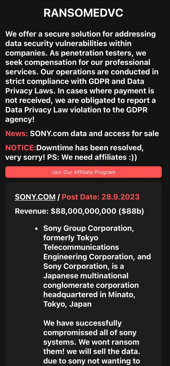 troyhunt's tweet photo. Alleged data breach of @Sony: https://t.co/52F14KvyF4