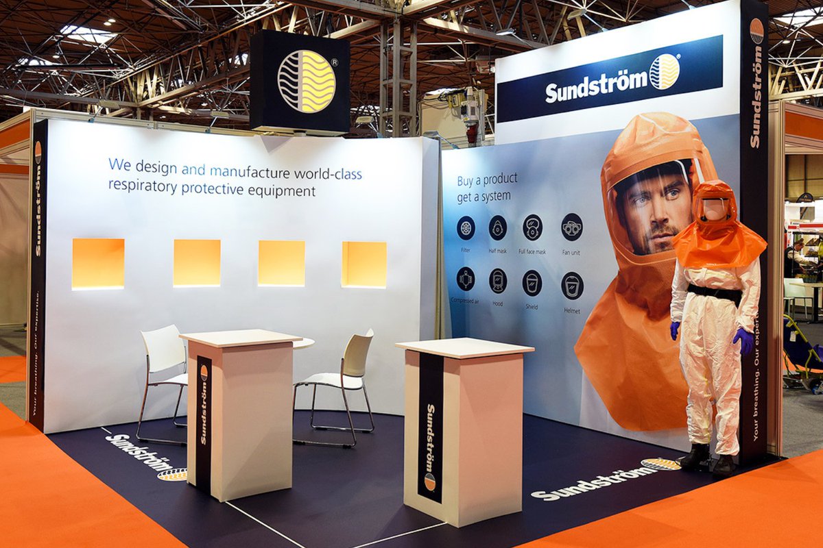 Quadrant2Design's tweet image. Compact 4x4m #exhibitiondisplay for Sundstrom Safety