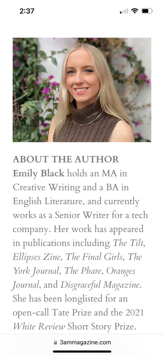 New fiction at 3:AM:
Sea Weeds by <a href="/Emily__Beee/">Emily Black</a> 3ammagazine.com/3am/sea-weeds/