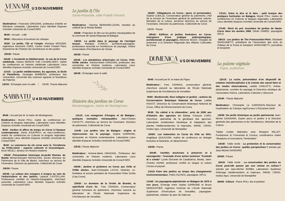 Colloque "Les jardins en Corse et en Balagne: un patrimoine à découvrir et à protéger"
3,4,et 5 Novembre 2023- Santa Reparata - Montemaggiore- Pigna
Organisé en partenariat avec le Pays de Balagne
<a href="/UnivCorse/">Università di Corsica</a> <a href="/umrlisa/">UMR LISA</a> @cnrs
