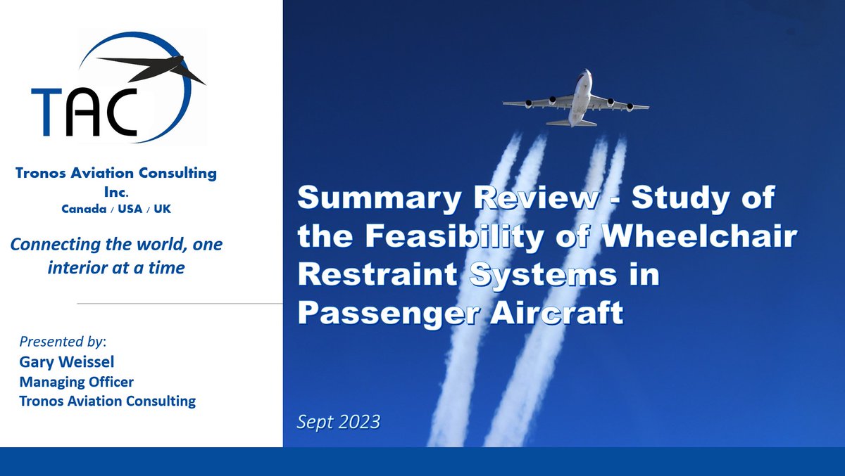 Honored to present at the Transportation Review Board webinar on commercial aviation on-board wheel chairs. TAC's Managing Officer served on the Congressional Research committee in 2020-2021 on this topic. #Accessibility #OnboardWheelchairs