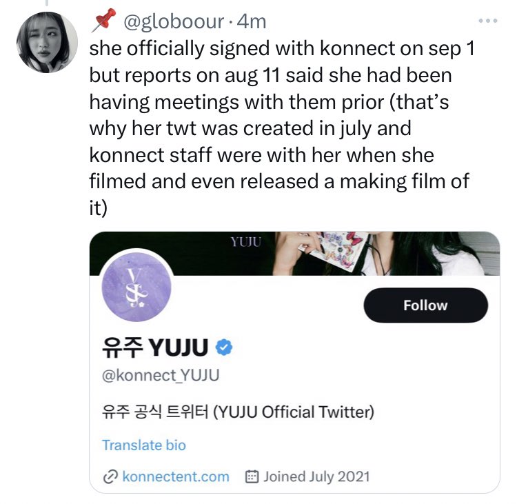 globoour's tweet photo. @noorjuu2 the only ppl being embarrassed are the yuju stans who started this unnecessary fight when y’all could have just silently sent emails to konnect https://t.co/MkjncYihNv