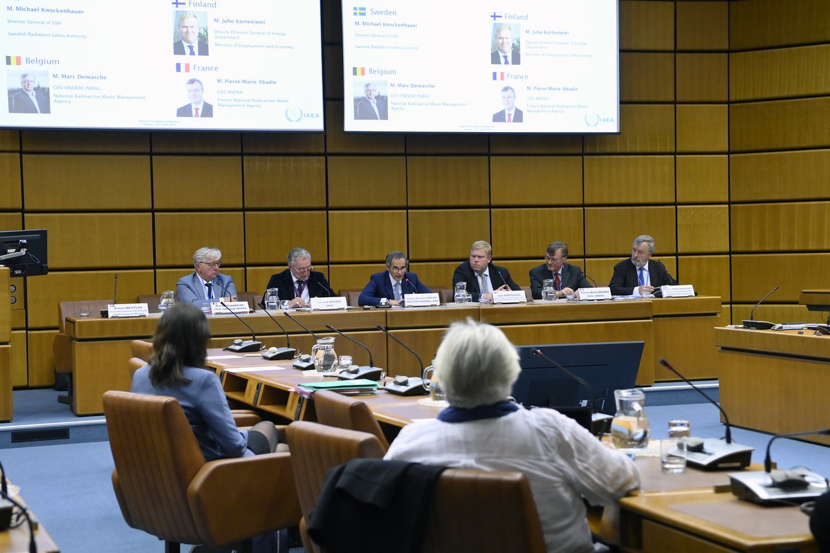 rafaelmgrossi's tweet photo. At #IAEAGC, Belgium 🇧🇪 , Finland 🇫🇮 , France 🇫🇷, and Sweden 🇸🇪 shared their journeys related to deep geological repositories for spent fuel, enhancing global cooperation &amp; knowledge sharing. These repositories are game changers for the long-term sustainability of nuclear energy. https://t.co/K9PP6vtk5w