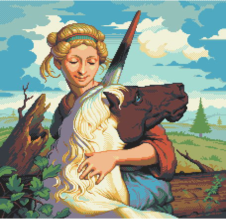 "Gentle Touch"

A piece to test out my new palette #asympix18, for the 18 colour palette competition over on Pixeljoint.

#pixelart