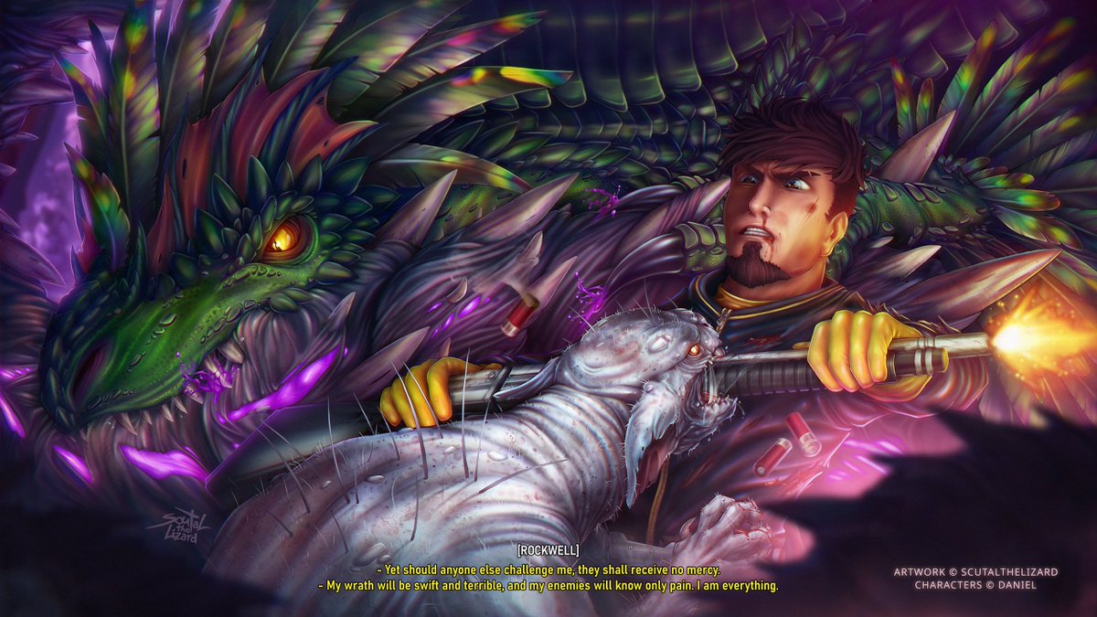 The long-awaited finished comm for <a href="/Dznyul/">Daniel</a> !
Looks like someone is going to feast on calamari today!🦎🐙
..and someone is at risk of becoming dinner. 🔪🍖🍽️

#ARKSurvivalEvolved #ARKart