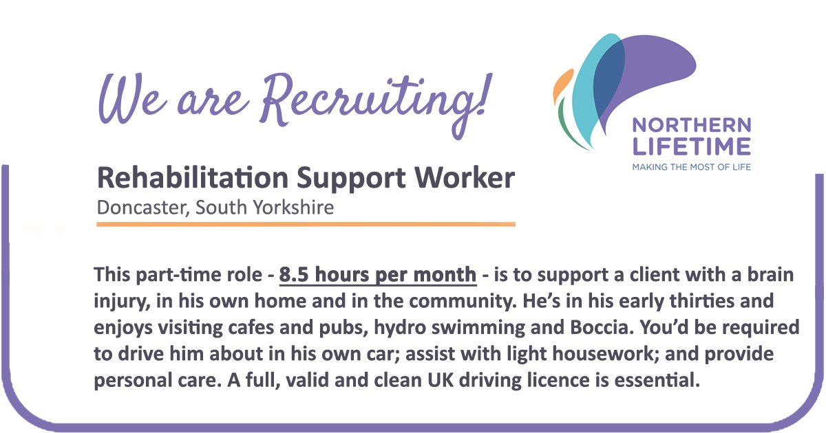 Go to our website for details of this position northernlifetime.co.Uk