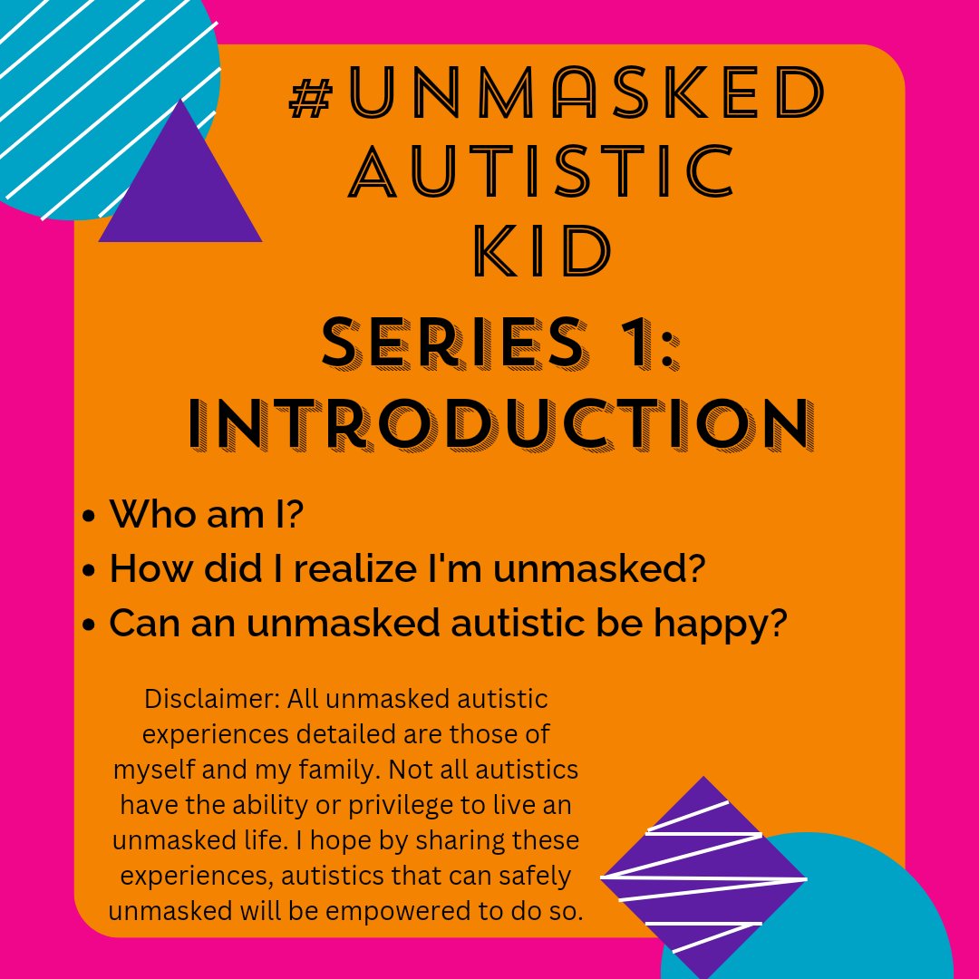 Here's the first post in the #UnmaskedAutisticKid series! Thru #AutisticTwitter, I've learned my (mostly) positive experience as a late-diagnosed AuDHD kid is rare - this is NOT OK. I hope our family's experiences help autistic kids & parents in the confusing world of parenting.