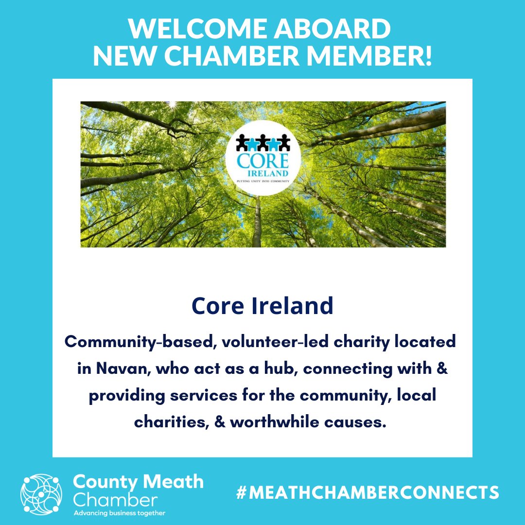 MeathChambers's tweet photo. Welcome Aboard New Meath Chamber Member, Core Ireland👏

Click the link below and check out their listing on the Meath Business Directory:
https://t.co/1PwoyD8aIw

Wishing you continued success and we look forward to supporting your business 🙌

@Core_Ireland 

#NavanCountyMeath https://t.co/qdwBVZNAoD