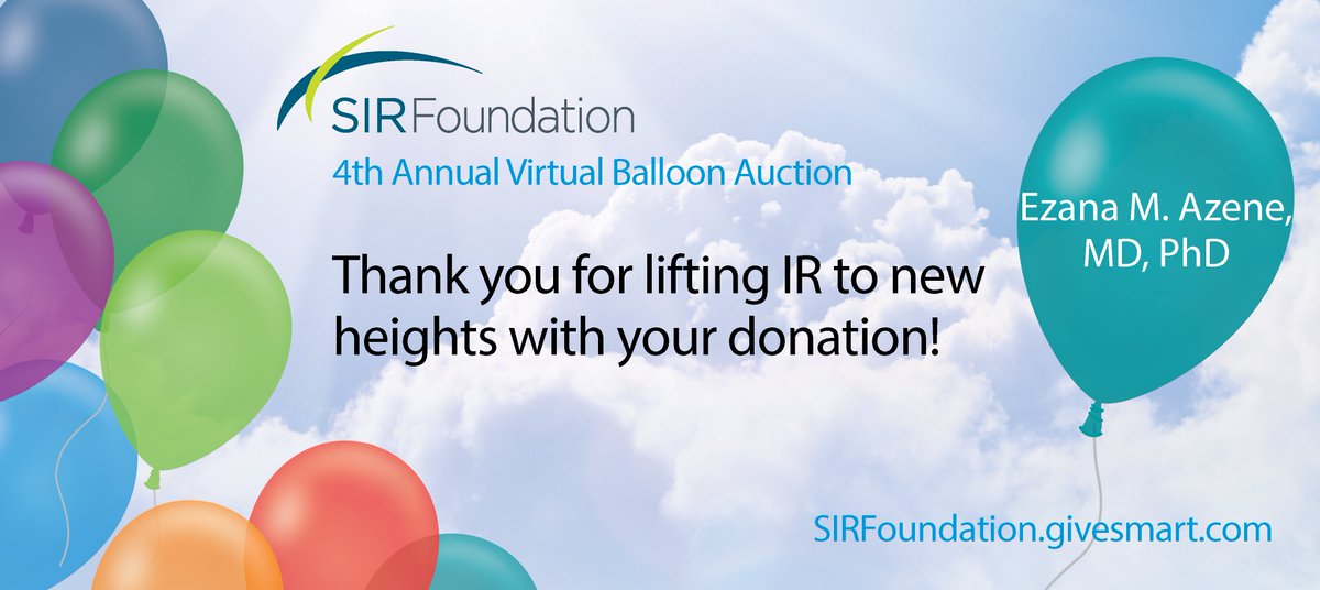 SIRspecialists's tweet photo. Thank you Ezana M. @AzeneMD, PhD, for your contribution to the 4th annual #SIRFoundation #VirtualBalloonAuction! https://t.co/UCWS22lBsN https://t.co/KCVi8dxDtX