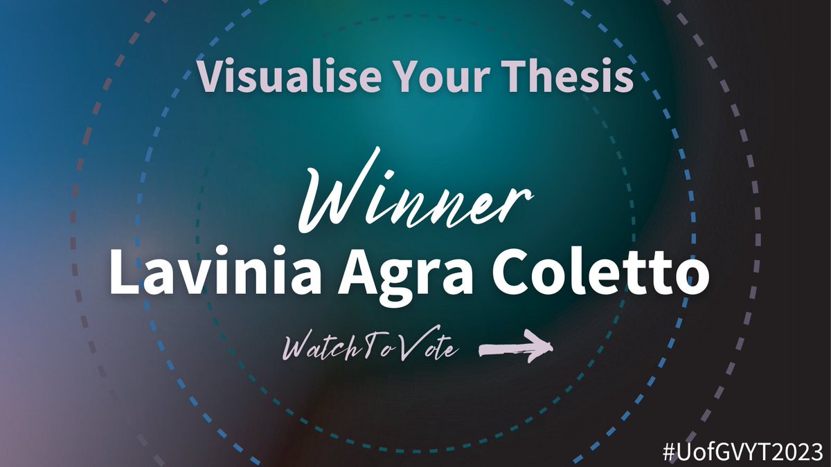 🚨Calling all UofG PGRs🚨

Our VYT winner needs you! The video with the most views by Friday will win a prize. Support our #UofGVYT #VYT2023 <a href="/VisualiseThesis/">Visualise Your Thesis</a> winner!

Watch Lavinia's video here:
doi.org/10.6084/m9.fig…